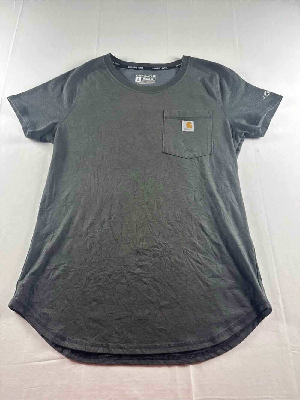 Carhartt Force T Shirt Womens Small Gray Relaxed Fit Pocket Workwear Tee